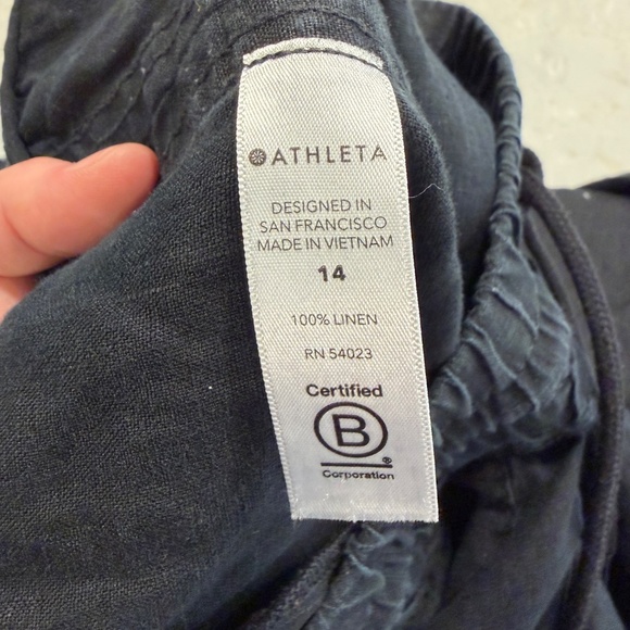Athleta Wide Leg 100% Linen Pants Size 14 - Picture 5 of 7